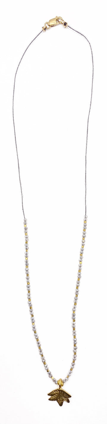 Debbie Fisher | Mystic Labradorite, Gold Vermeil & Black Glass Beads With Quartz Drop Necklace