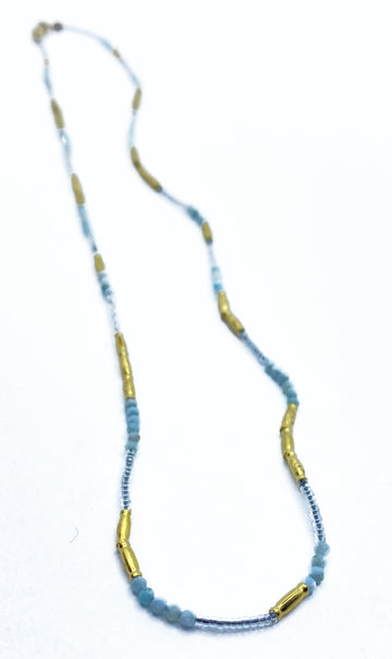 Debbie Fisher | Clear Seed, Gold fill and Hematite beads with Gold fill Clasp Necklace