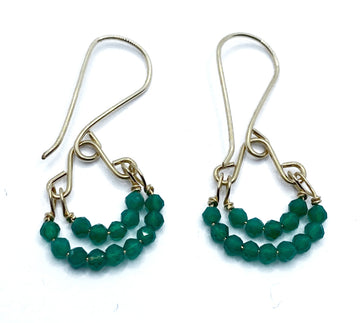 Debbie Fisher | Green Onyx and Gold Fill Bead Fringe Earrings