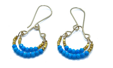 Debbie Fisher | Turquoise and Gold vermeil double hoop Earring