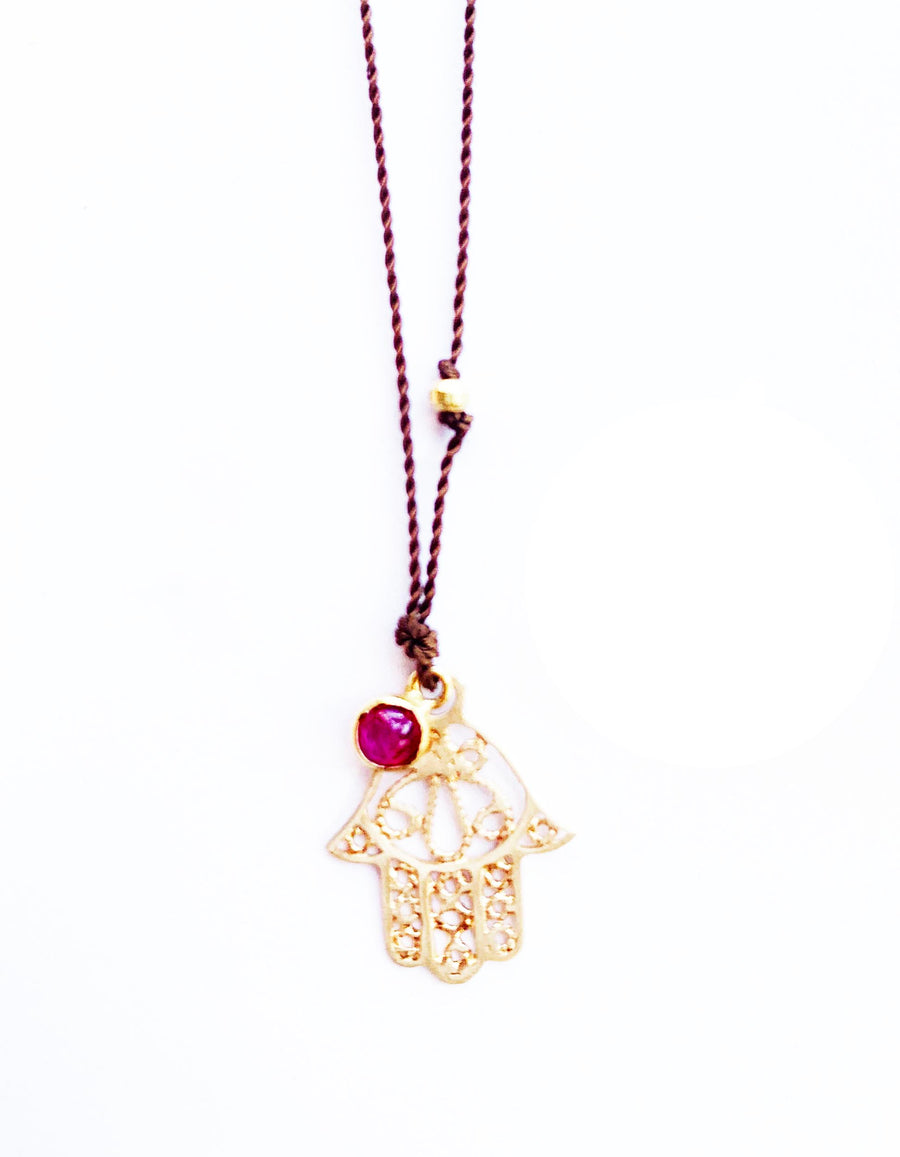 Margaret Solow | Hamsa and Ruby Necklace