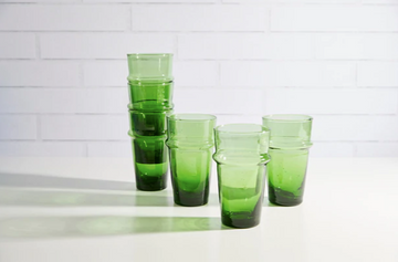 Moroccan Beldi Glassware- Green
