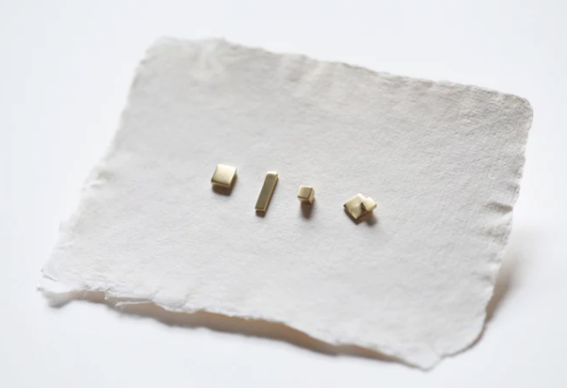 8.6.4 Earring Studs, (Singles), Brass + Sterling Silver