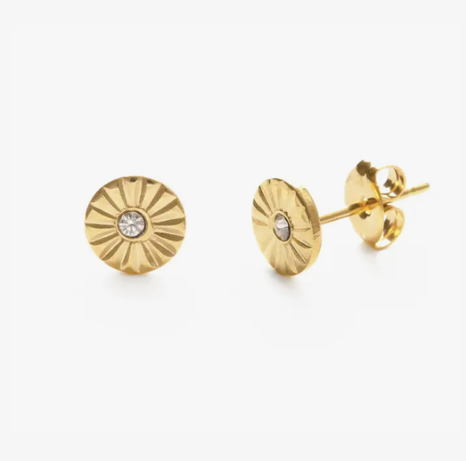 Wink Circle Studs- Crystal