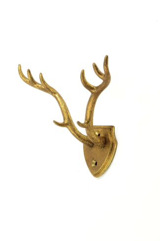 Cast Iron Gold Leaf Antler Hook
