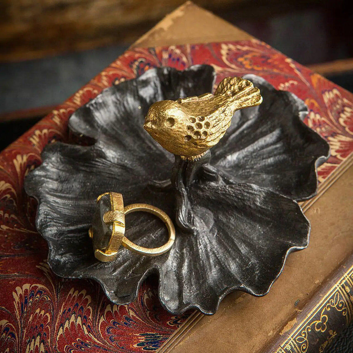 Pewter Bird jewelry dish