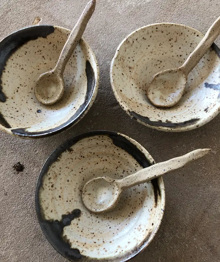 Gina DeSantis Ceramics | Luna Spoon and Spice Bowl Set - Sand