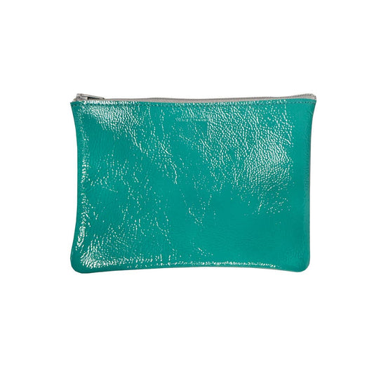 Medium Zip Pouch: Candy Patent Turquoise