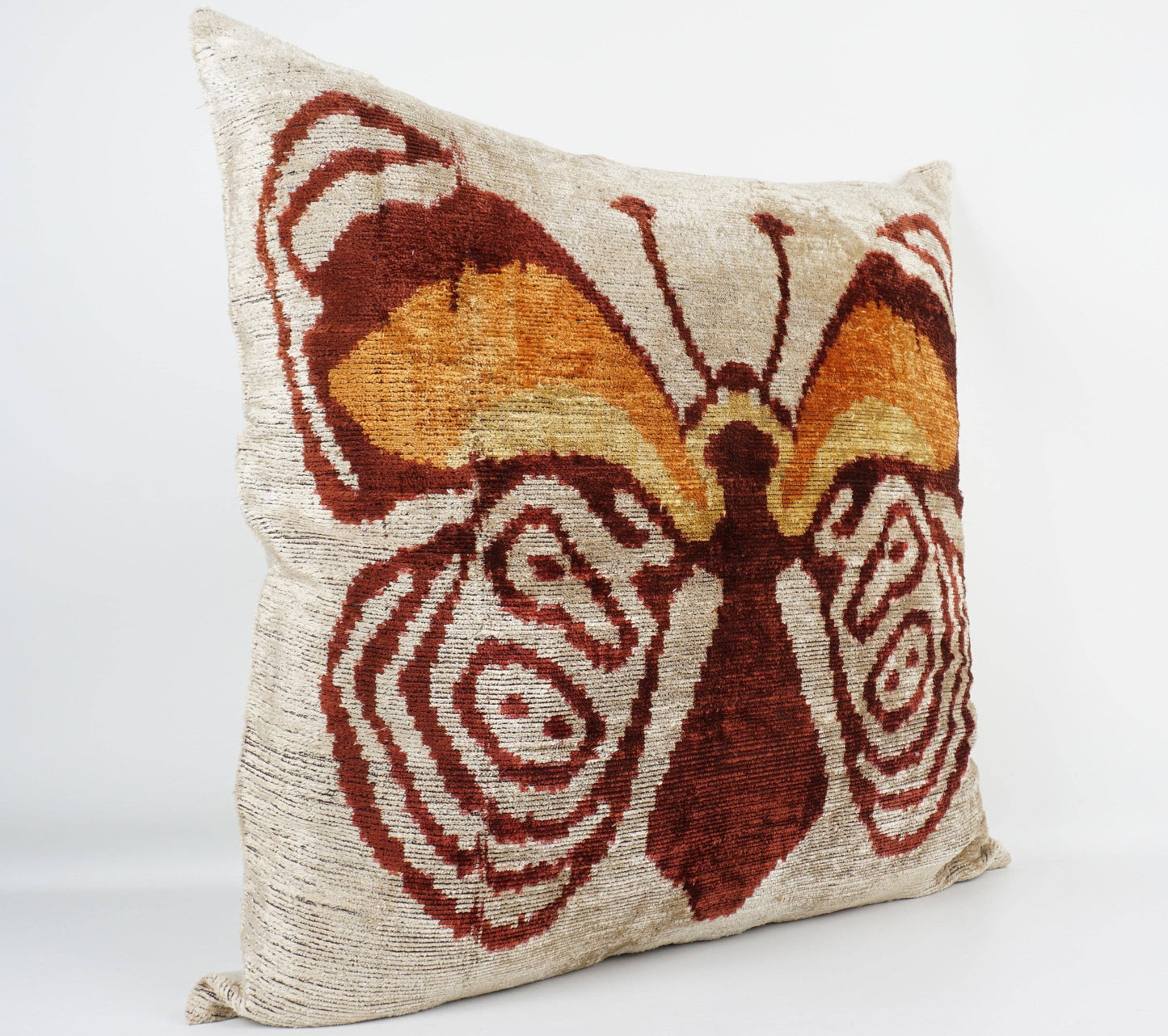 HANDMADE  IKAT SILK/VELVET PILLOWCASE | 24" x 24"