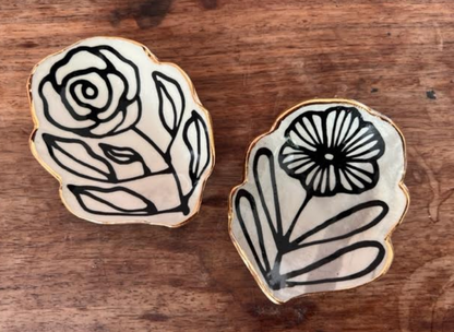 HSIEH CLAY  | 3" Handmade Floral Shape Ceramic Catchall 22K Jewelry Dish