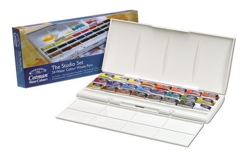 WINSOR & NEWTON COTMAN WHOLE PAN WATER COLOUR SET OF 24