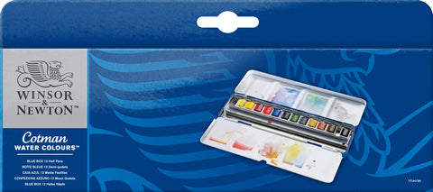WINSOR & NEWTON COTMAN WATER COLOUR 1/2 PAN BLUE BOX SET