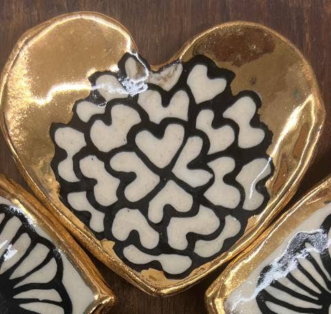 HSIEH CLAY | Gilded Floral Handmade Heart-Shaped Drenched in 22K Gold