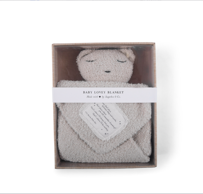 "You know that place between sleep and awake" (Peter Pan) Bear Baby Lovey Blanket: Oatmeal / You Know That Place