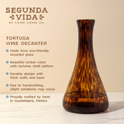 Segunda Vida Tortuga Hand Blown Recycled Glass Wine Decanter