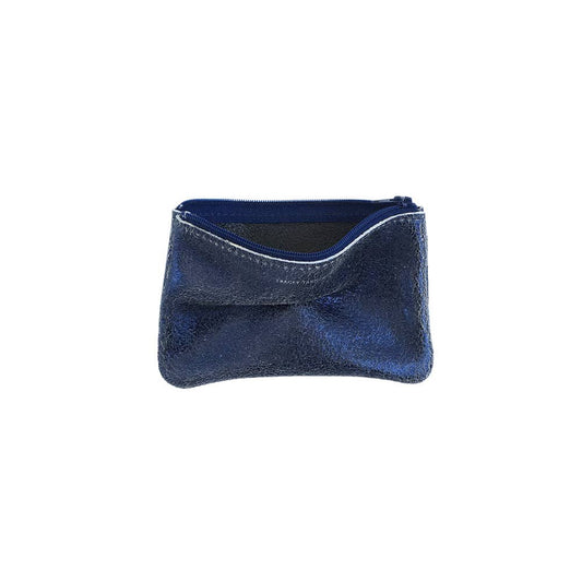 TRACEY TANNER | Small Zip Pouch - Distress Metallic Navy/Black