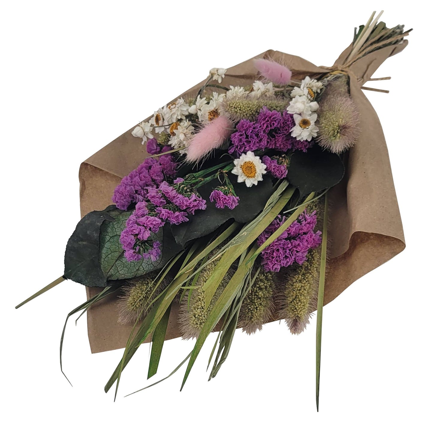 Petite 12" Bouquet: Magenta Statice Flowers and Grains #192