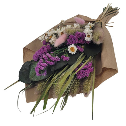 Petite 12" Bouquet: Magenta Statice Flowers and Grains #192