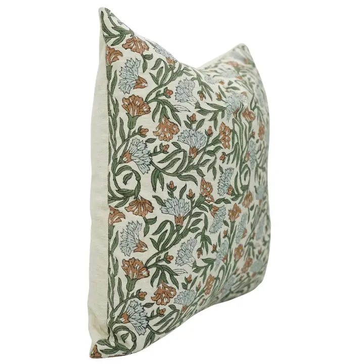 Block Print Linen Blend Pillow | Thorny Stems