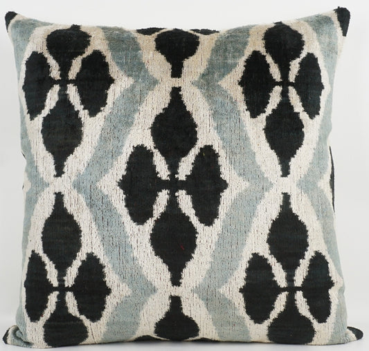 Handmade Ikat Silk/Velvet Pillow | 20" x 20"