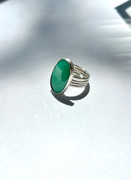 Sonja Fries |Sterling Silver with Oval Chrysophras