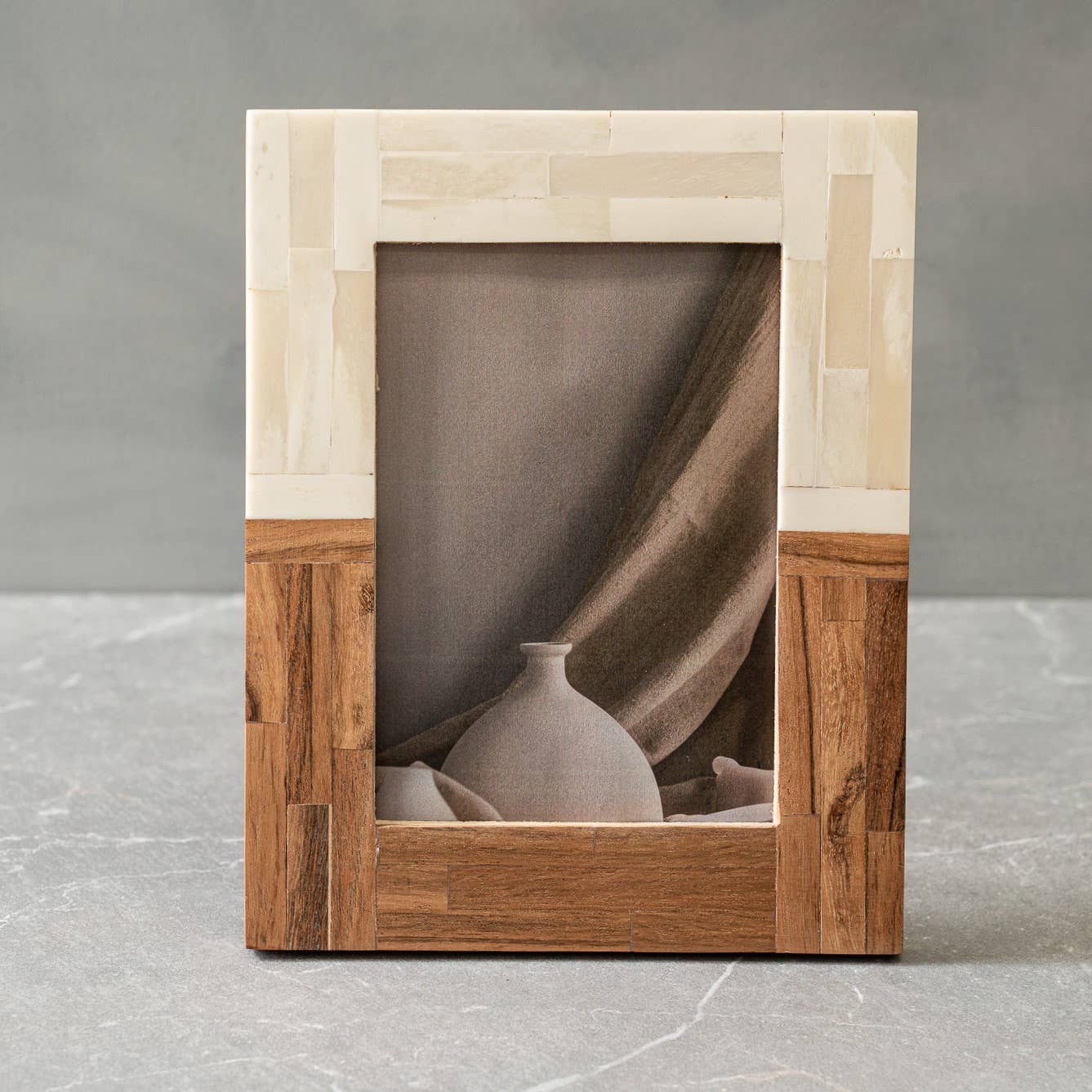 Half Split Wood & Bone Photo Frame 5x7