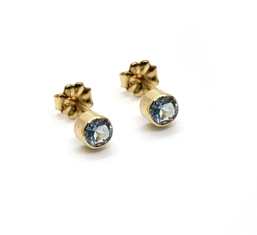 Selah Vie NYC | Gold filled  Aquamarine studs