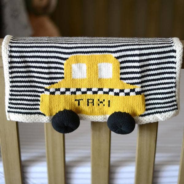 Organic Taxi Lovey / Baby Security Blanket (Handmade): 14" X 14"