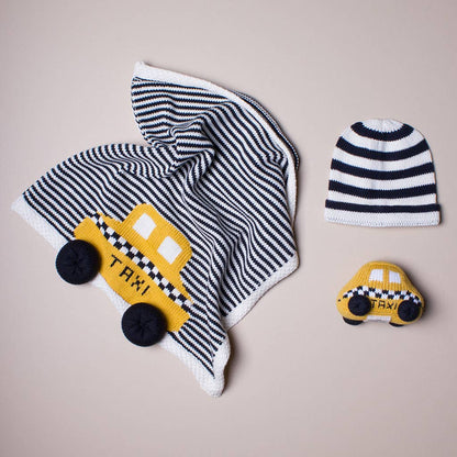 Organic Baby Blanket Gift Set - Taxi (Handmade)