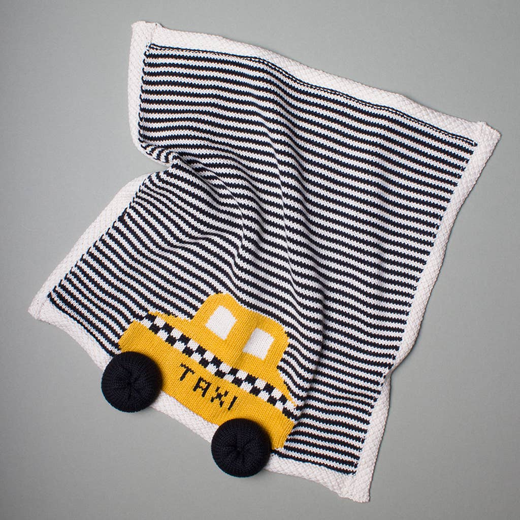 Organic Taxi Lovey / Baby Security Blanket (Handmade): 14" X 14"