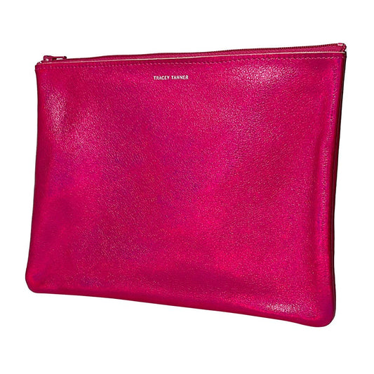 Large Zip Pouch: Hologram Fuchsia