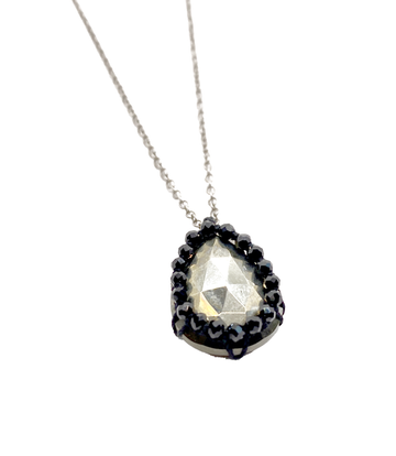 DANIELLE WELMOND | Caged Pyrite on Vintage Silver Chain Necklace