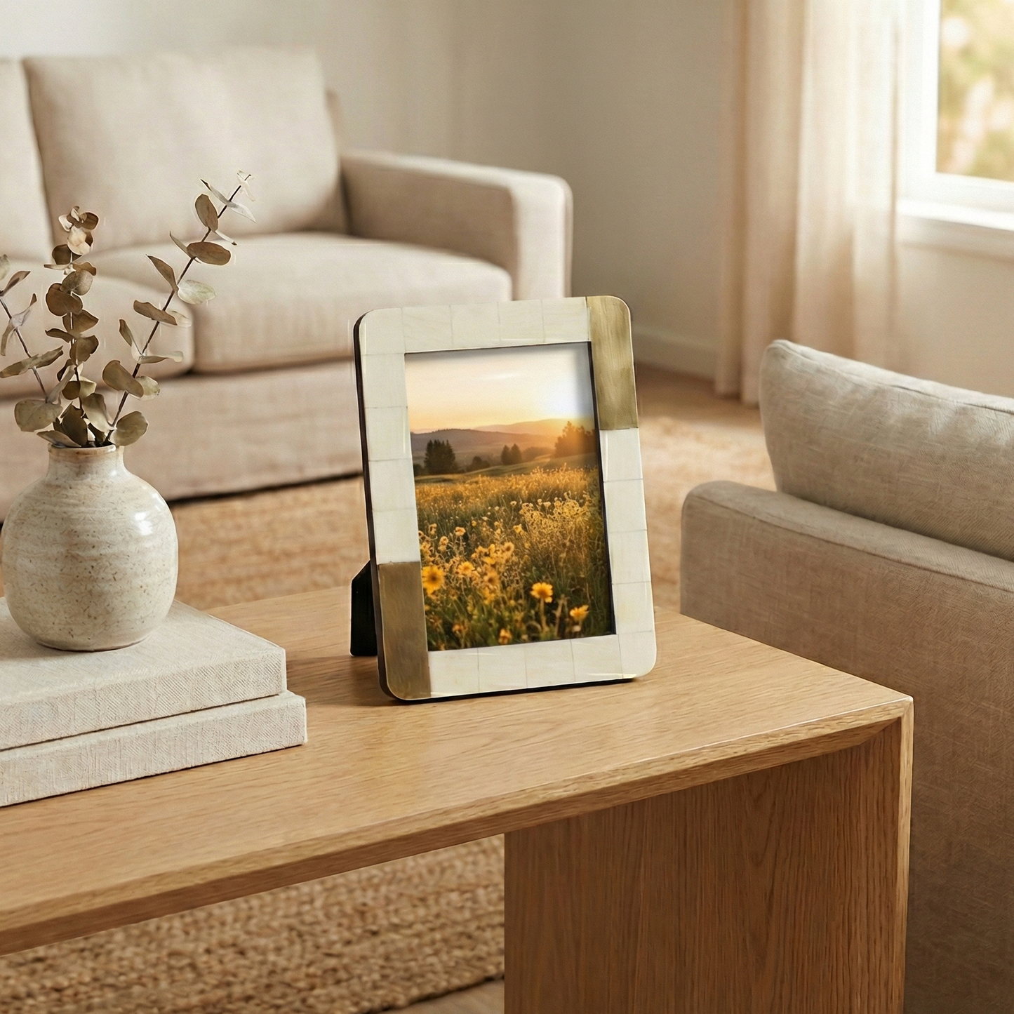 White Frame w/ Brass 5 X 7