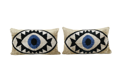 Silk Ikat Eye Velvet Pillow | 15" x 24"