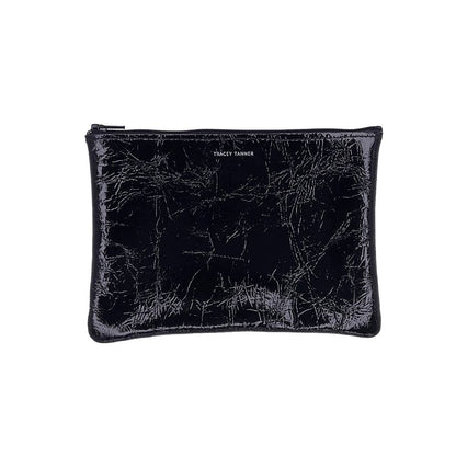 Medium Zip Pouch: Foil Black