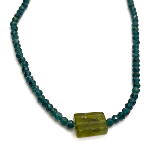 MARGARET SOLOW | London Blue Quartz and Tourmaline Bracelet on Silk Cord