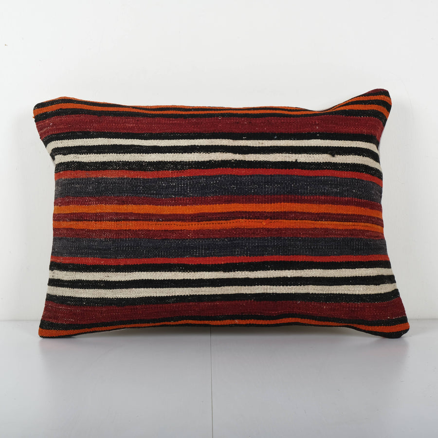 Handmade Organic Striped Lumbar Pillow, Kilim | 16
