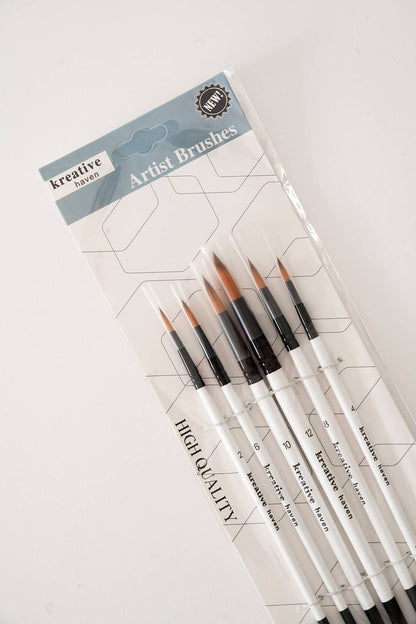 Round Tip Watercolor Brush Set -- 6 piece