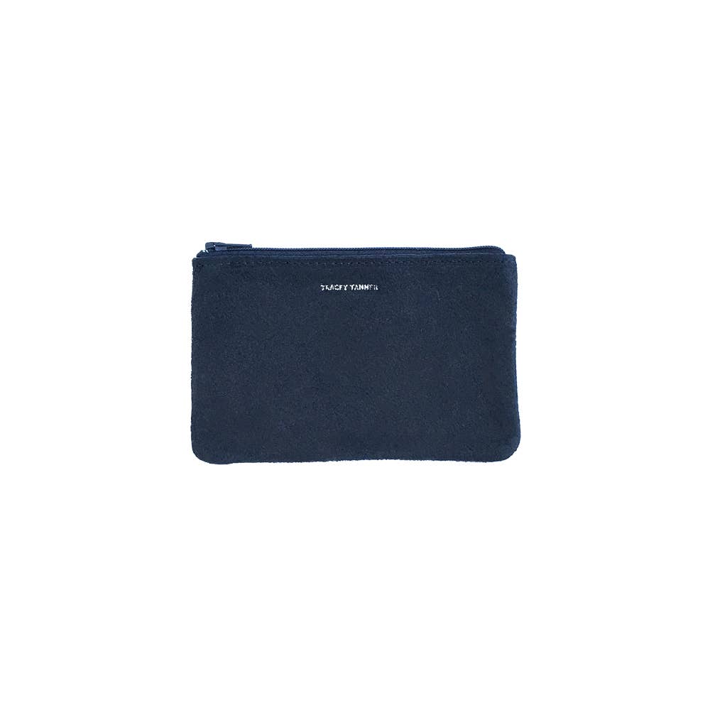 TRACEY TANNER | Small Zip Pouch - Distress Metallic Navy/Black