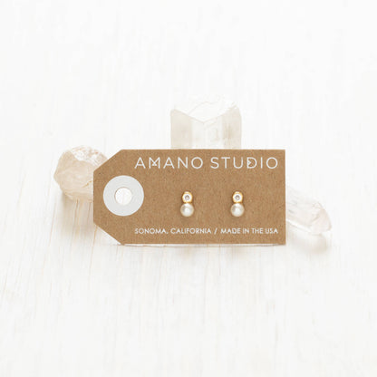 Pearl + Crystal Stud Earrings