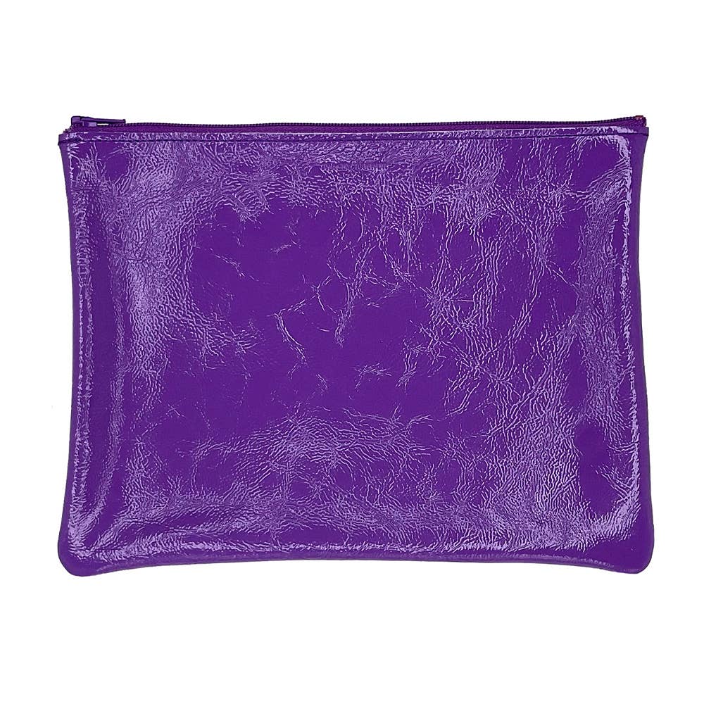 TRACEY TANNER | Large Zip Pouch -  Metallic Distress Navy/Black