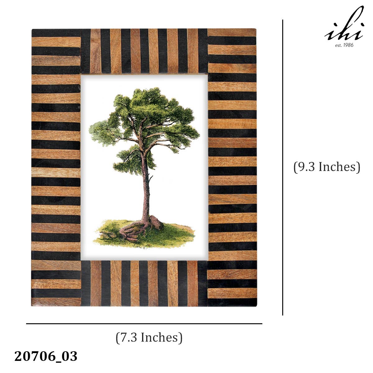 Ebony & Ivory Striped Wood Frame, 5x7