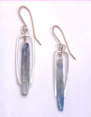 Framed Blue Kyanite Earrings