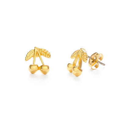Gold Cherry Stud Earrings