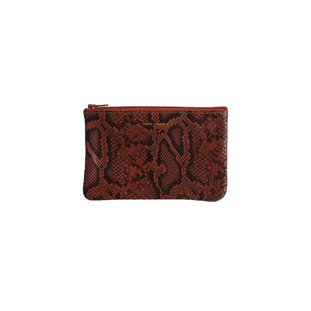 TRACEY TANNER | Small Zip Pouch - Distress Metallic Navy/Black