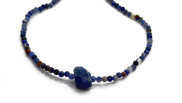 Margaret Solow | Sodalite and Sapphire Bracelet on Silk Cord