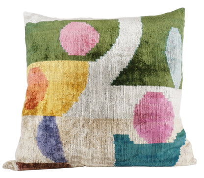 HANDMADE IKAT SILK/VELVET PILLOW | 24" x 24"