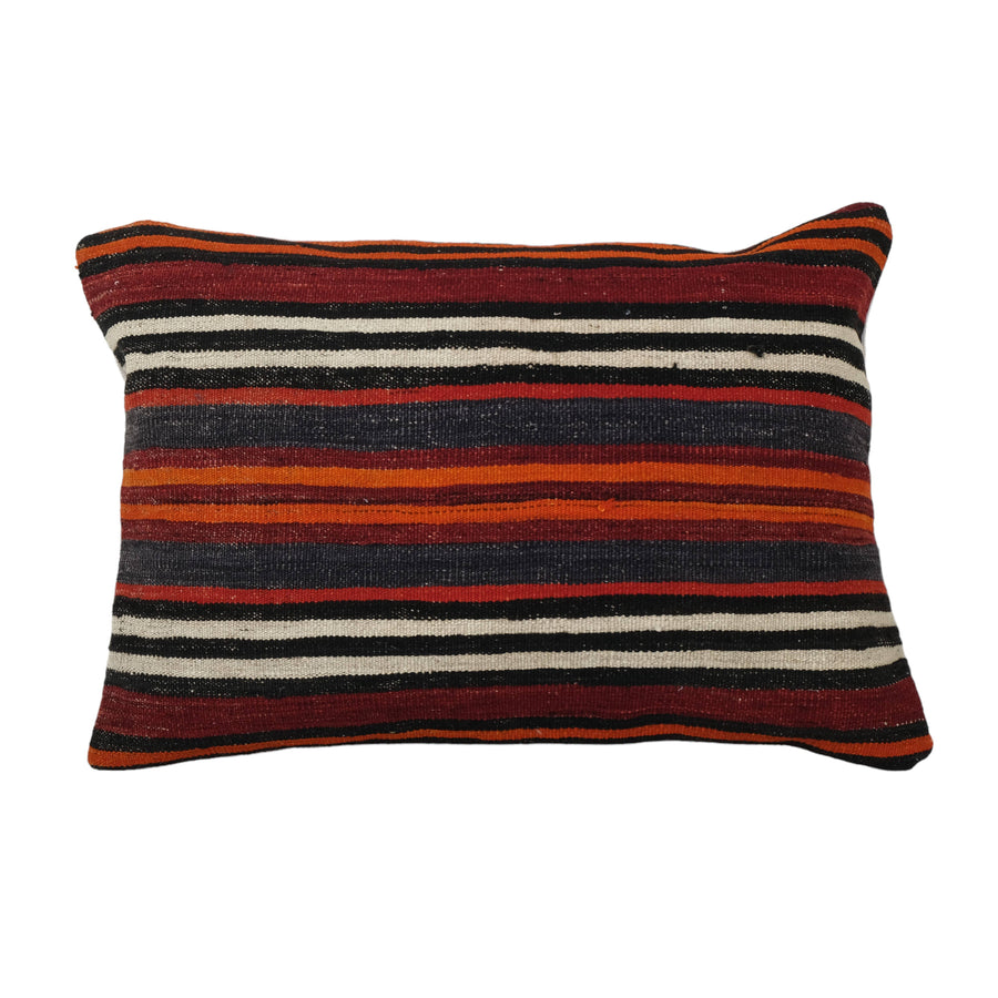 Handmade Organic Striped Lumbar Pillow, Kilim | 16