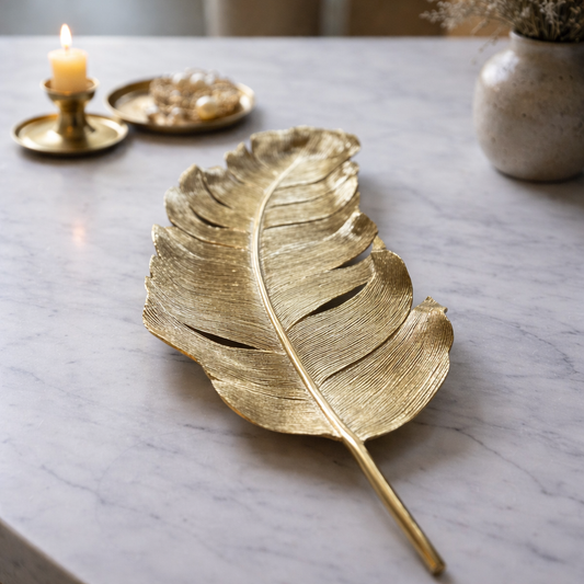 Gold Metal Feather Tray