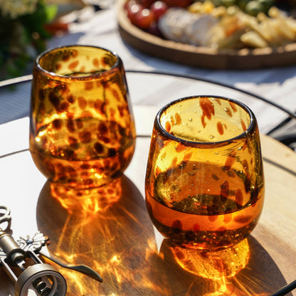 Tortuga Recycled Glass Stemless Wine Glasses - Single: Brown / Recycled Glassware